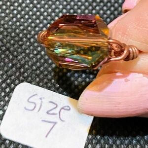 Statement Ring - Amber Swarovski Crystal Accent size 7